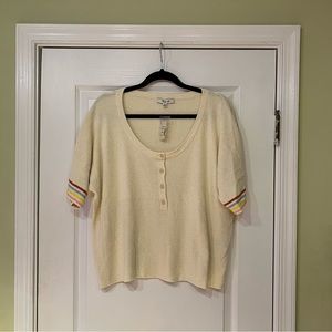 Madewell XL Henley Sweater Tee in Rainbow Stripe